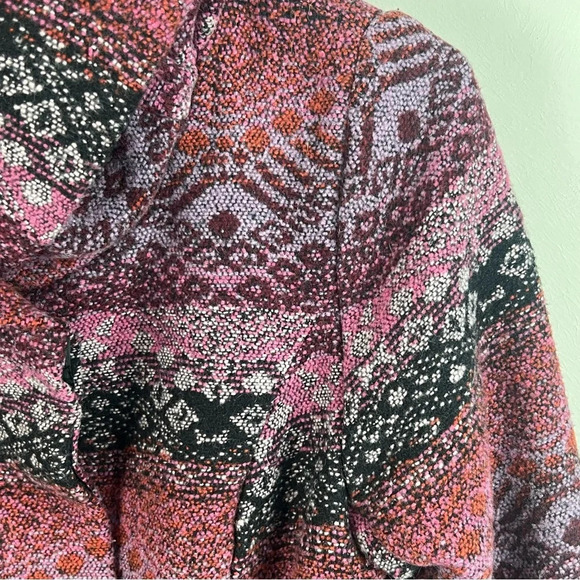 Target Mossimo Tapestry Winter Coat Belt Hood Purple Pockets Fair Isle Medium - Picture 8 of 13